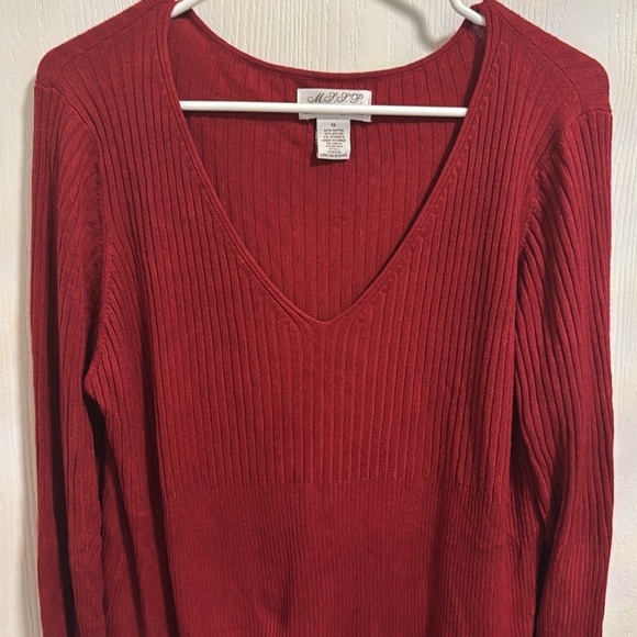 Max Studio MJJP Knit Long Sleeved Casual Red Women’s Sweater 1X Soft Comfortable - Picture 2 of 9